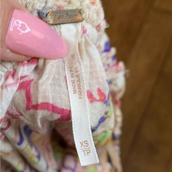 Free People Boho Off Shoulder Bell Sleeve Smocked Floral Blouse - Picture 12 of 14